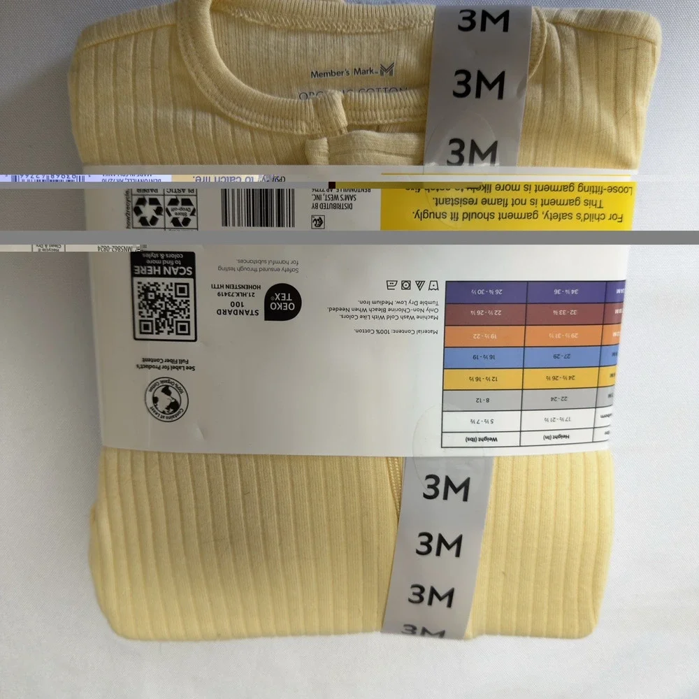 Member's Mark Baby 3-Pack Organic Cotton Soft Sleep And Play Size 3 Months